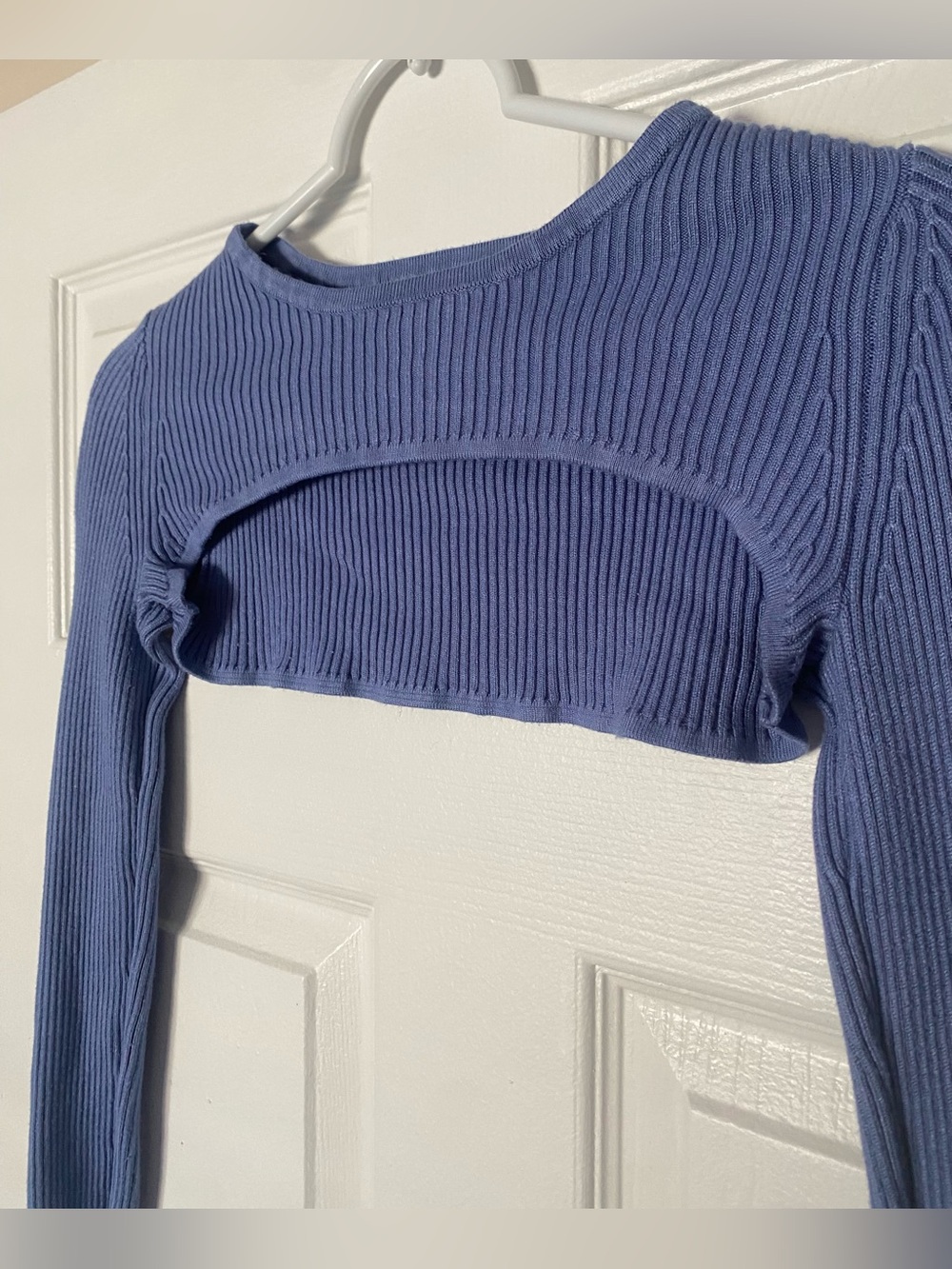 House of Harlow 1960 Blue Ribbed Cutout Bolero Crop Top XS